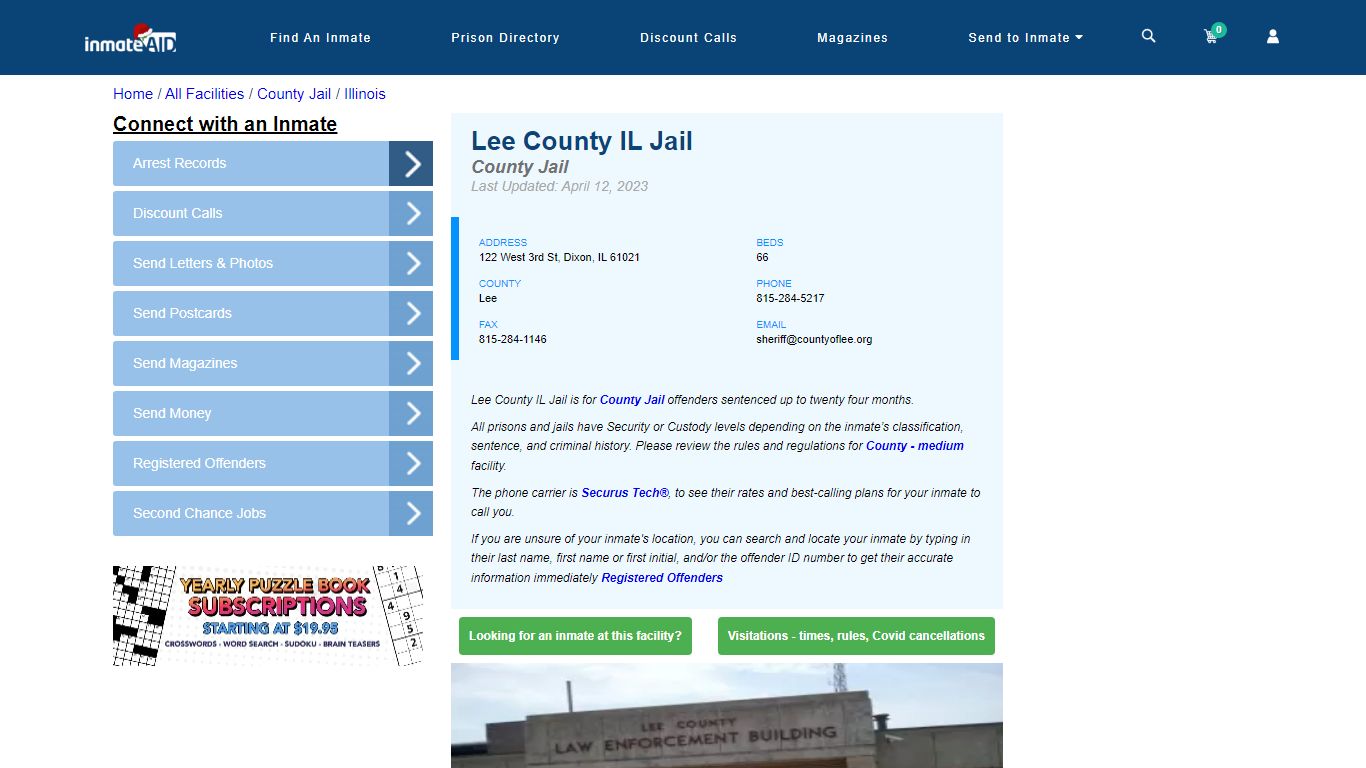 Lee County IL Jail - Inmate Locator - Dixon, IL